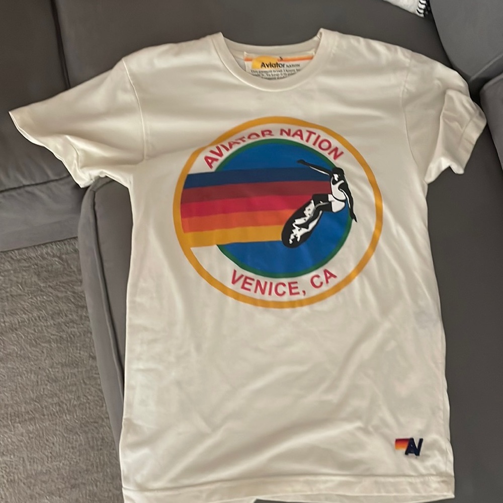 Aviator Nation Logo Shirt - cream/white